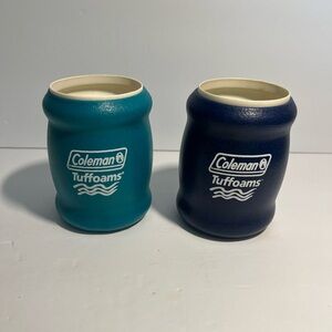 Vintage Coleman Tuffoams Can Koozie one green and one blue